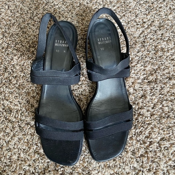 Stuart Weitzman Strappy Block Kitten Heel Sandals - Picture 1 of 7